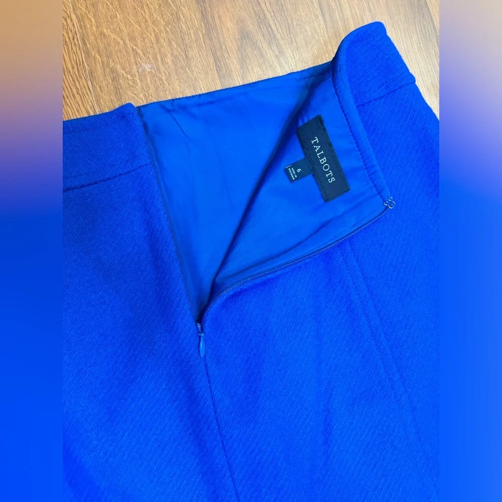 TALBOTS Women's Wool A-Line Skirt Royal Blue Professional Office Mini Academia 6